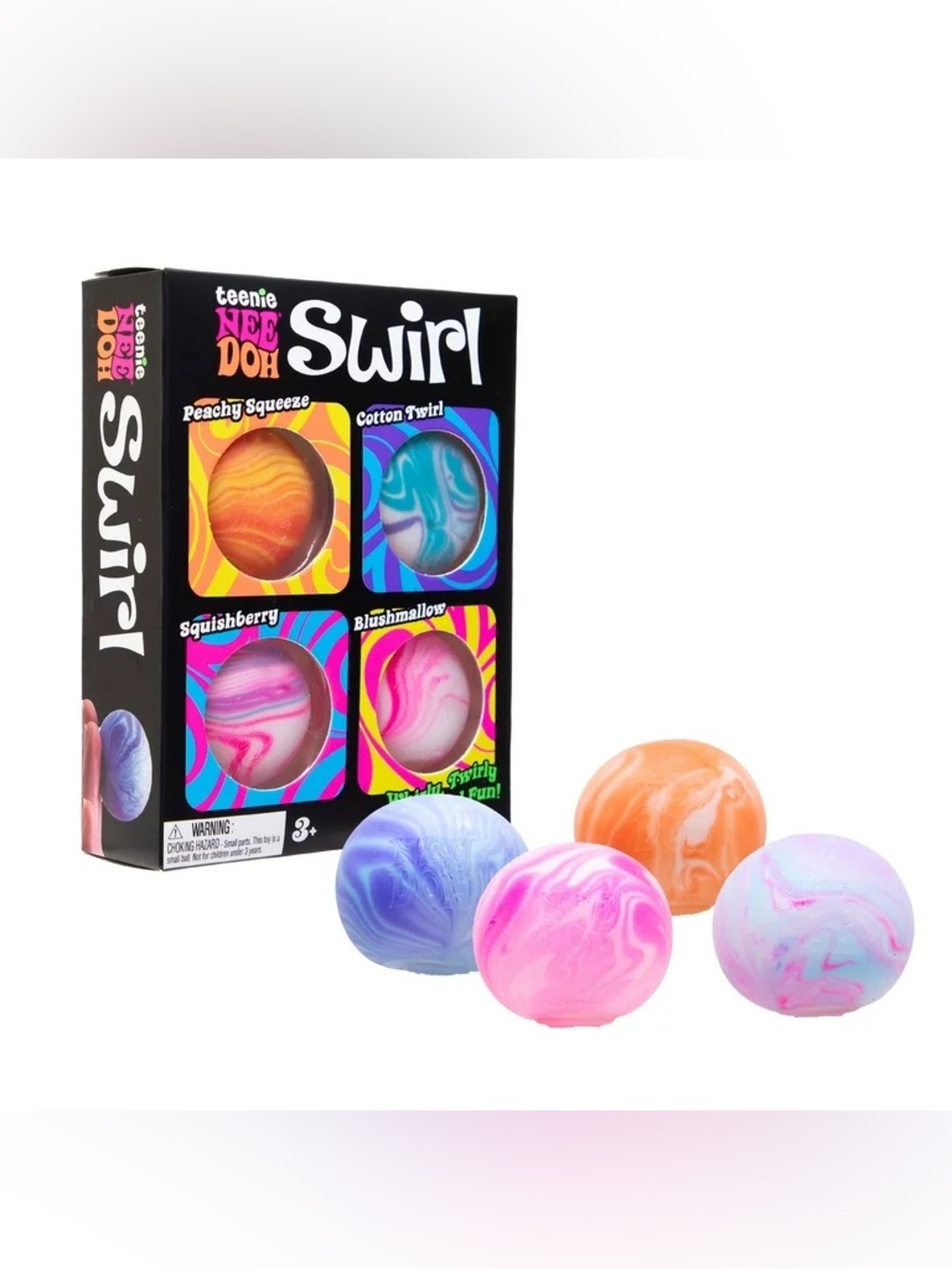 Teenie NeeDoh Swirl Whirly Twirly Doh Set - Peachy, Blue, Pink, Gray